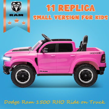 ENYOPRO 12V Ram 1500 Electric Ride On Truck for Kids, Remote Control Ride On Car for Toddlers, Electric Power Car w/4 Wheels Sho