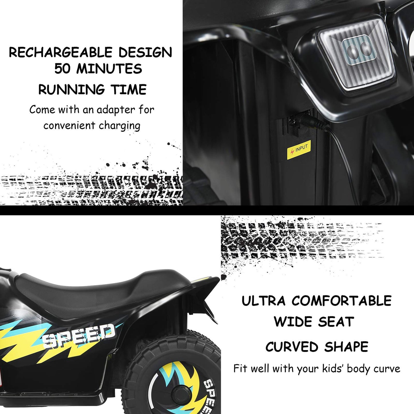 Costzon Kids Atv, 6V Battery Powered Electric Quad, Forward/Reverse Switch, Rear Wheeler Motorized Ride On Mini Vehicle Car For
