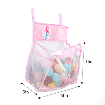 Gealaek Bath Toy Organizer Storage For Kids Mesh Bath Toy Holder With Large Capacity Multiple Hanging Options & Bottom Zipper Fo