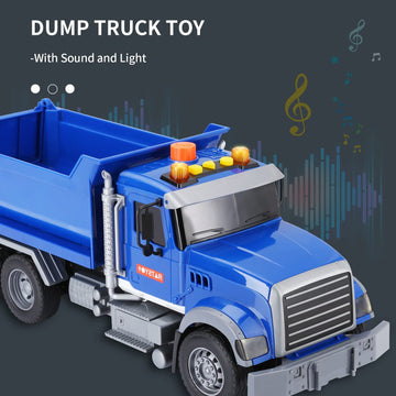 haomsj Big Dump Truck Toy Light Up & Moveable Lifting Back Garbage Truck Push and Go Car Plastic Beach Construction Toy Vehicles
