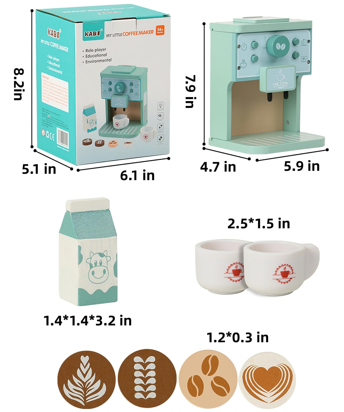 Wooden Coffee Maker Toys Play Set for Kids, Coffee Machine Toy, Montessori Pretend Play Food Kitchen Accessories for Toddler Gir