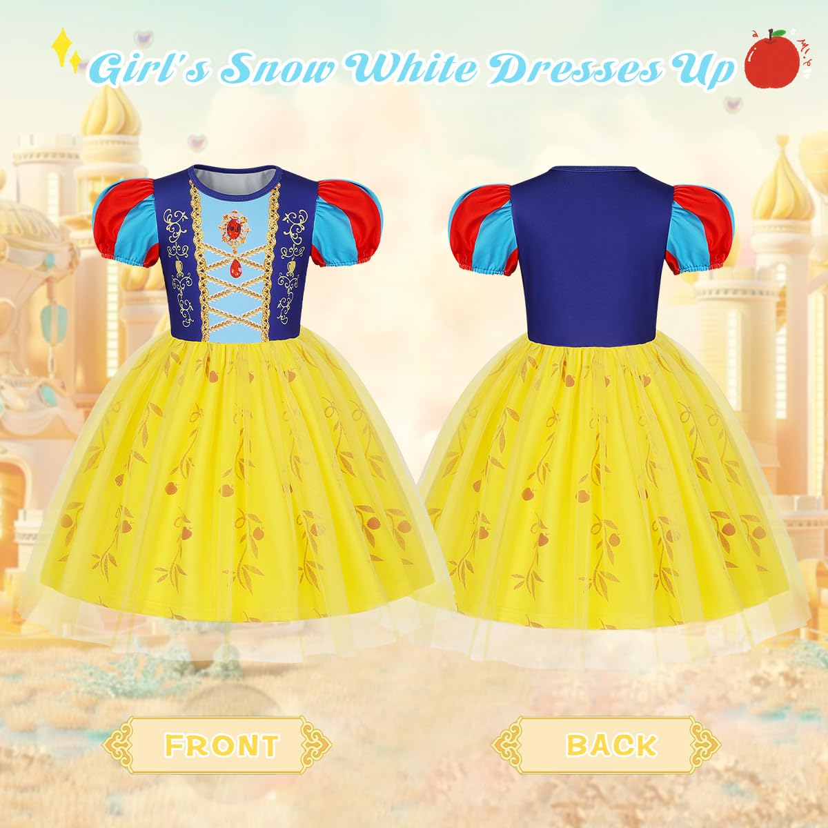 Benylion Princess Dress for Girls Kids Birthday Party Dress up Tulle Dress Halloween Dress Christmas Gift for Girls Size 7-8 Yea