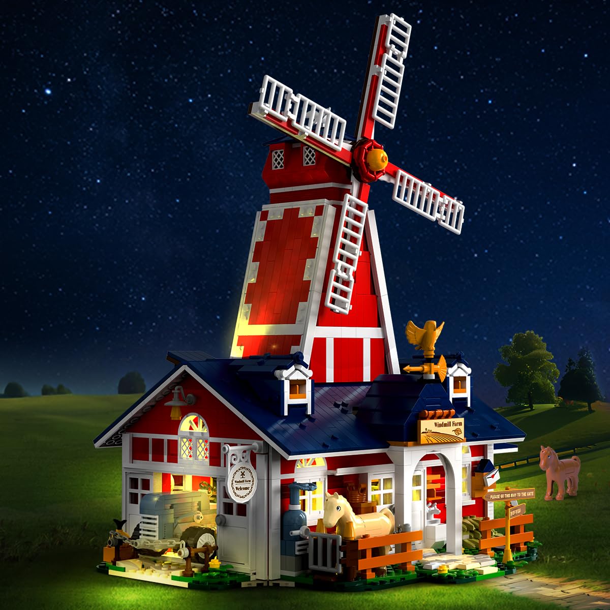 PLAXSOON Farm House Building Set, 1810 PCS Mechanical Toy with Light, Small Size, Model 8802, Ideal for Ages 12+