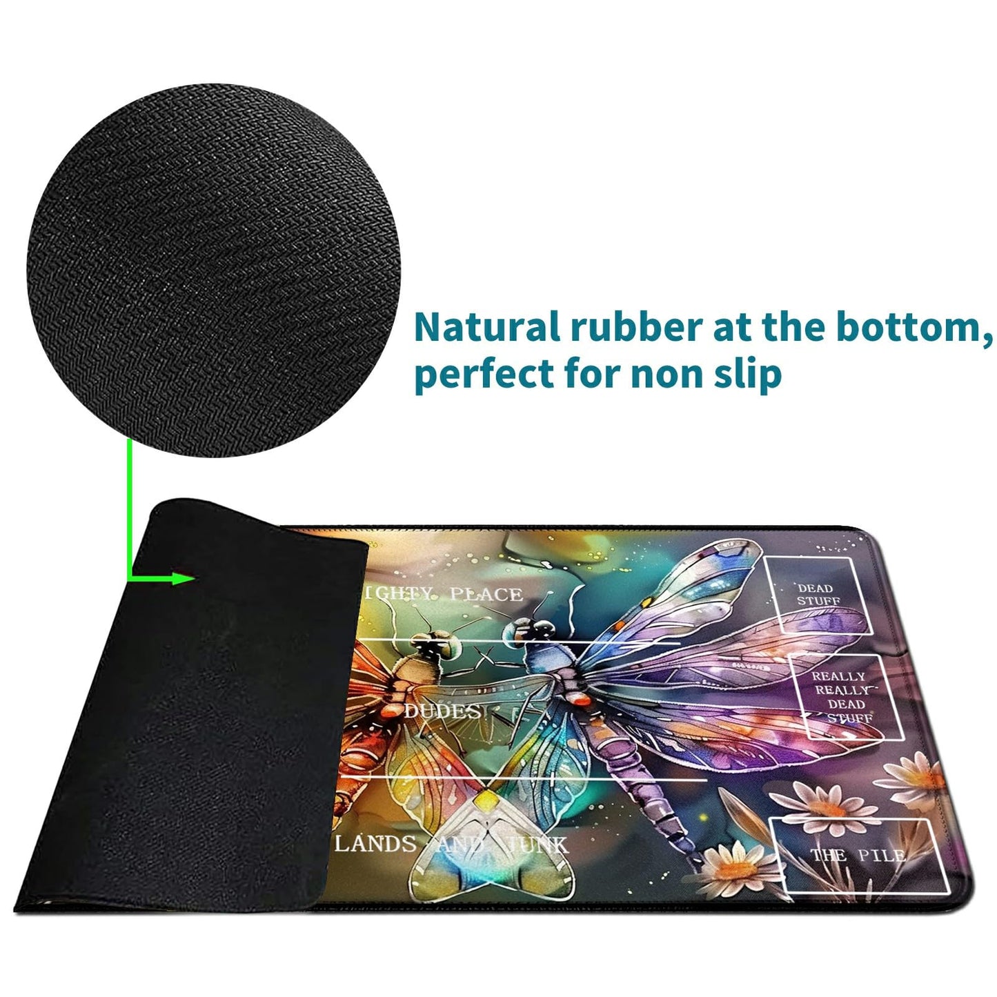 Rwutytiul Dragonfly Card Playmat 24 X 14 Inch With Playmat Tube Bag, Card Gameplay Playmat With Zones Commander Deck Board Mtg R