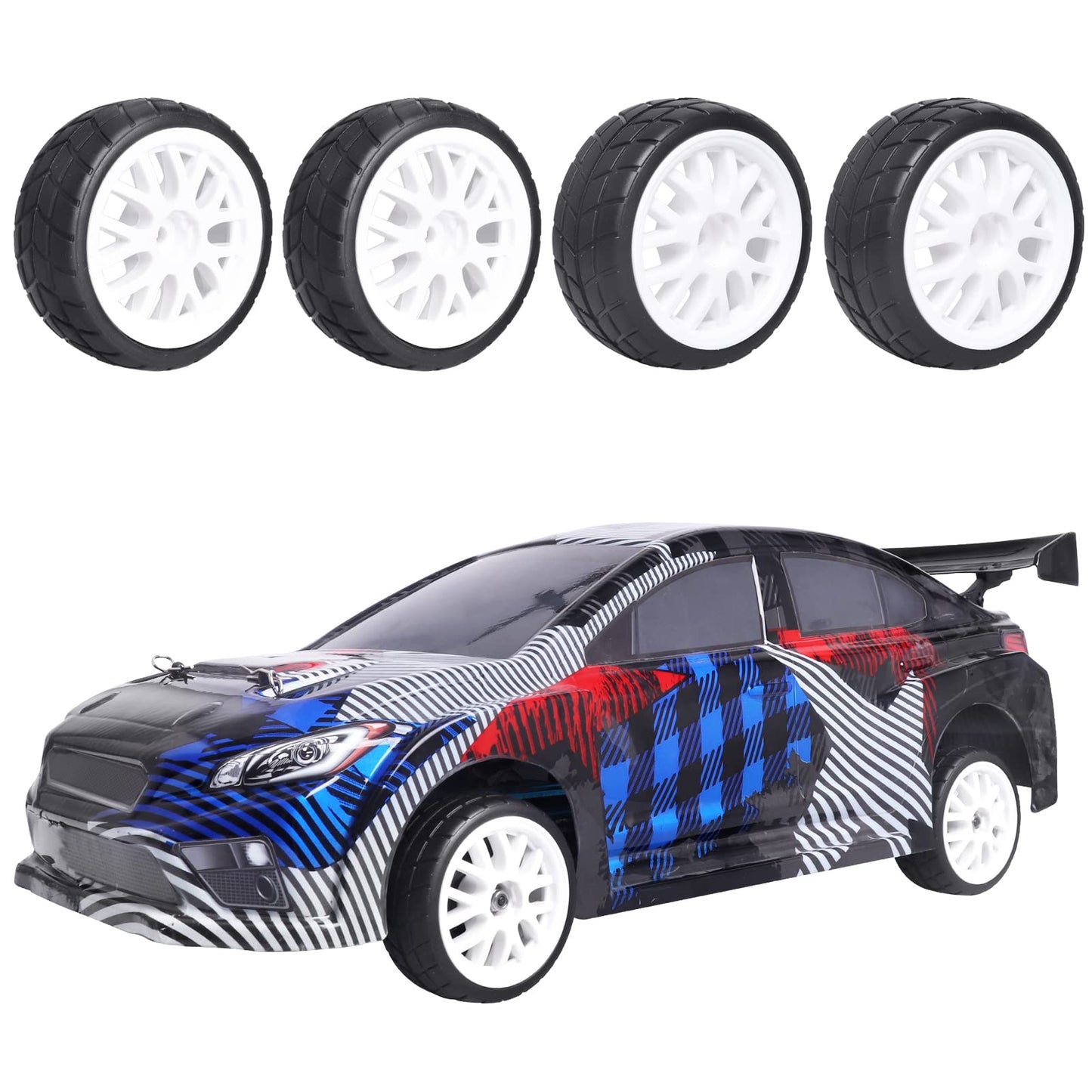 4X RC Tires & Wheels Rims Sets Y Shaped Width:26mm 12mm Hex Drive Hub for 1/10 Scale On Road Touring Racing