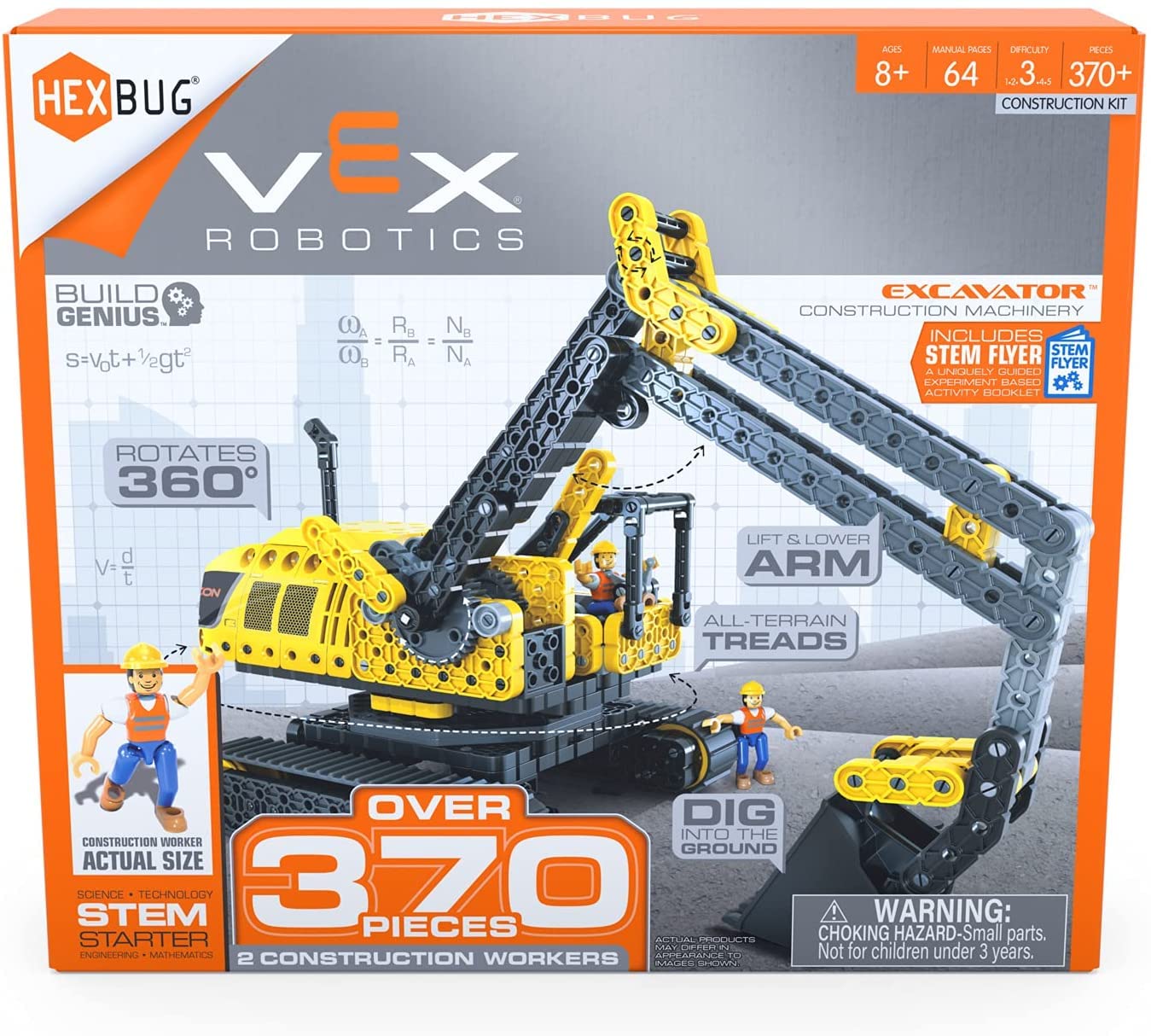Hexbug Vex Robotics Excavator, Buildable Construction Toy, Gift For Boys And Girls Ages 8 And Up