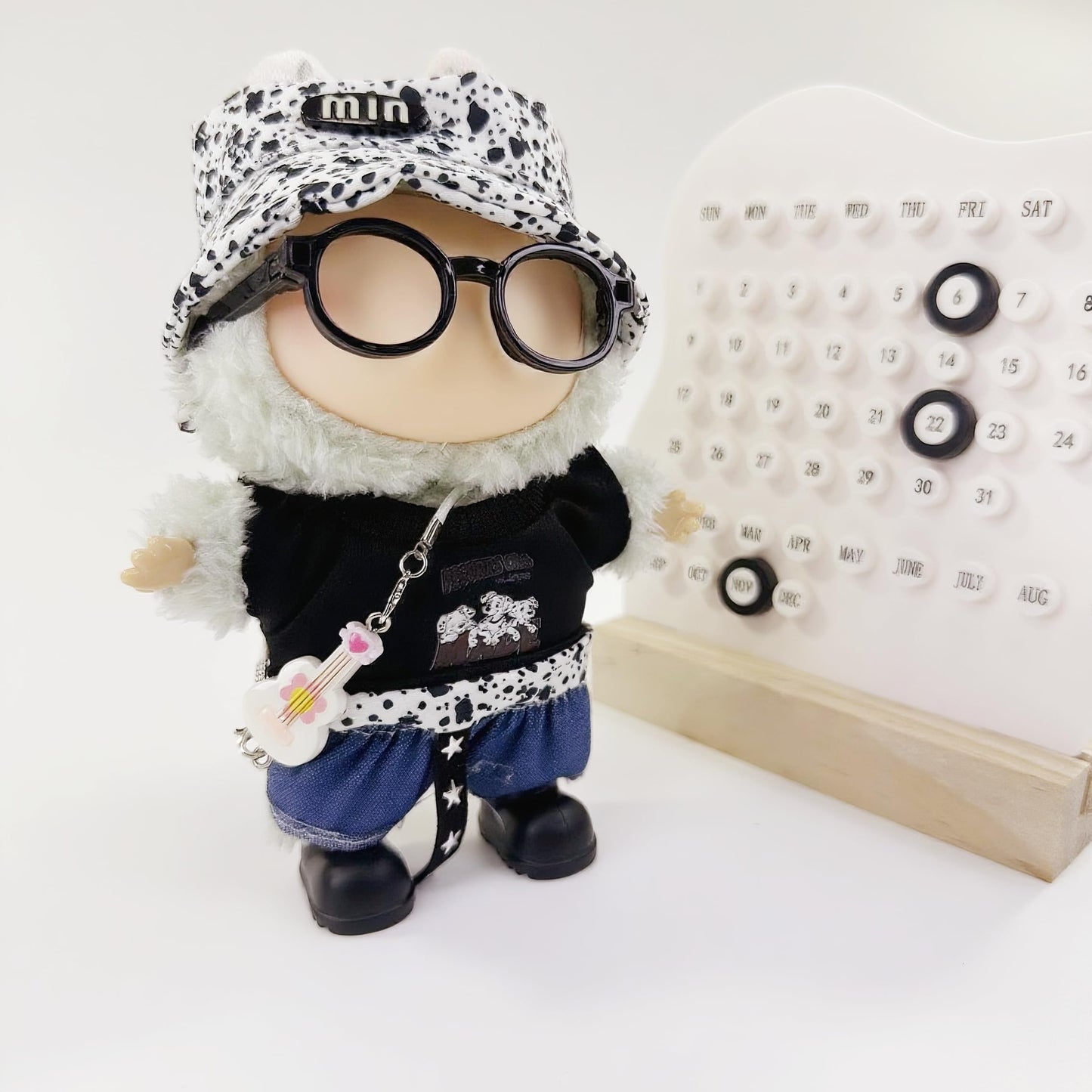 Stylish 17cm Doll Clothes(NO Dolls) Cute Doll Outfits with Hat + Top + Pants + Glasses + Shoes Adorable Dolls Clothes Accessories for Dress Up