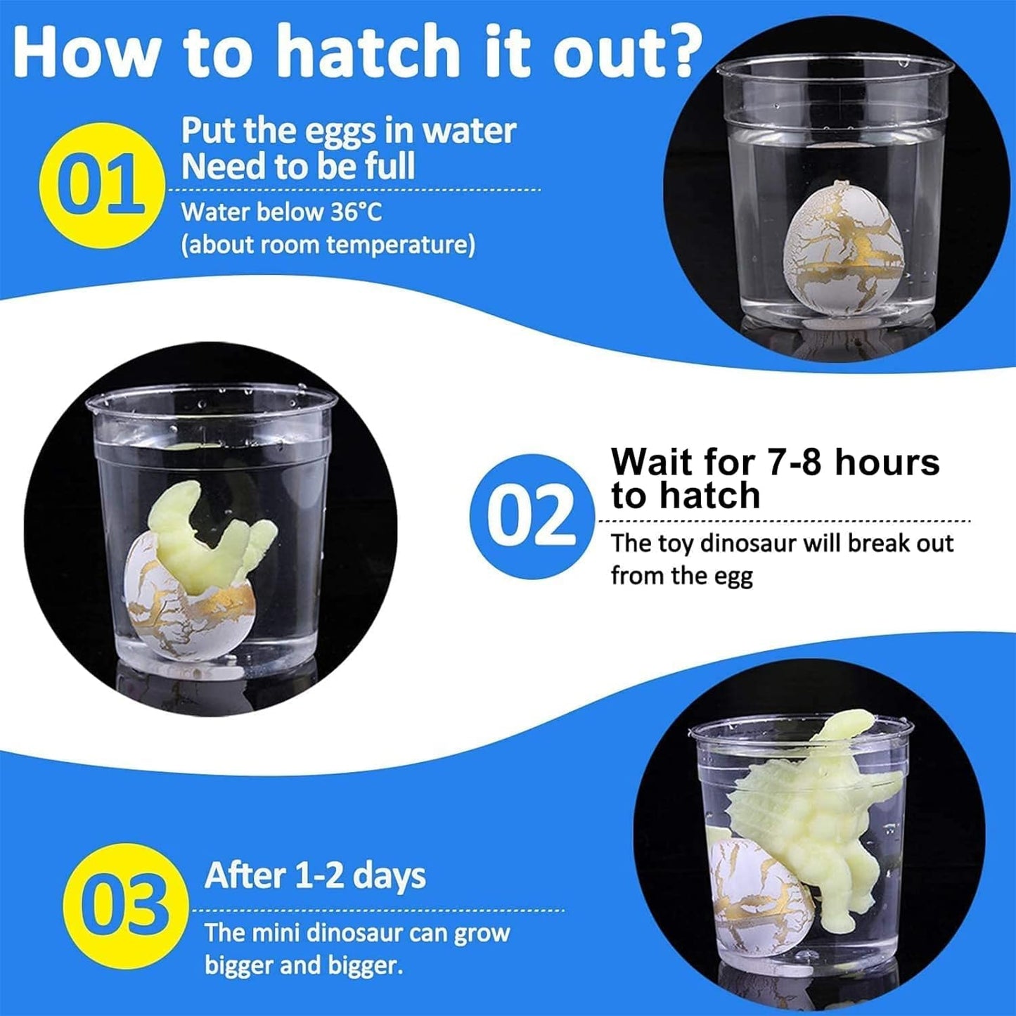 24 Pcs Easter Eggs Hatching Dinosaur Eggs For Easter Baskets Stuffers Fillers Easter Eggs Hunt Games, Grow In Water Hatch Dinosaur Egg With Assorted Color Crack Science Kits Novelty Toy Easter Gifts
