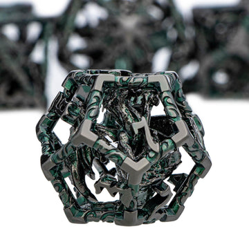 ARUOHHA Hollow DND Dice Set Black Green 5-Headed Dragon D and D Dice with Gift Box, Dungeons and Dragons Role Playing Games 7PCS