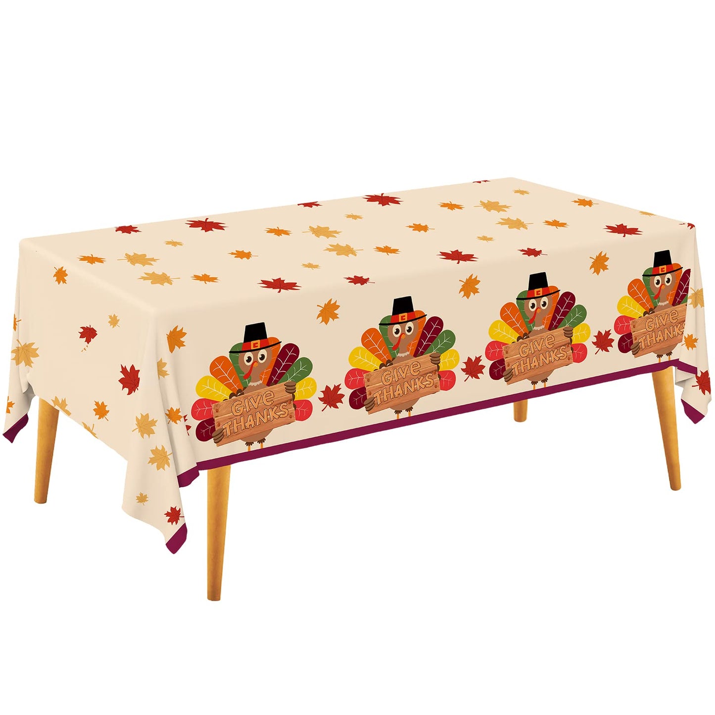 Gatherfun Turkey Thanksgiving Decorations, Disposable Tablecloth, Plastic Table Cover for Autumn Party Decorations and Thanksgiv