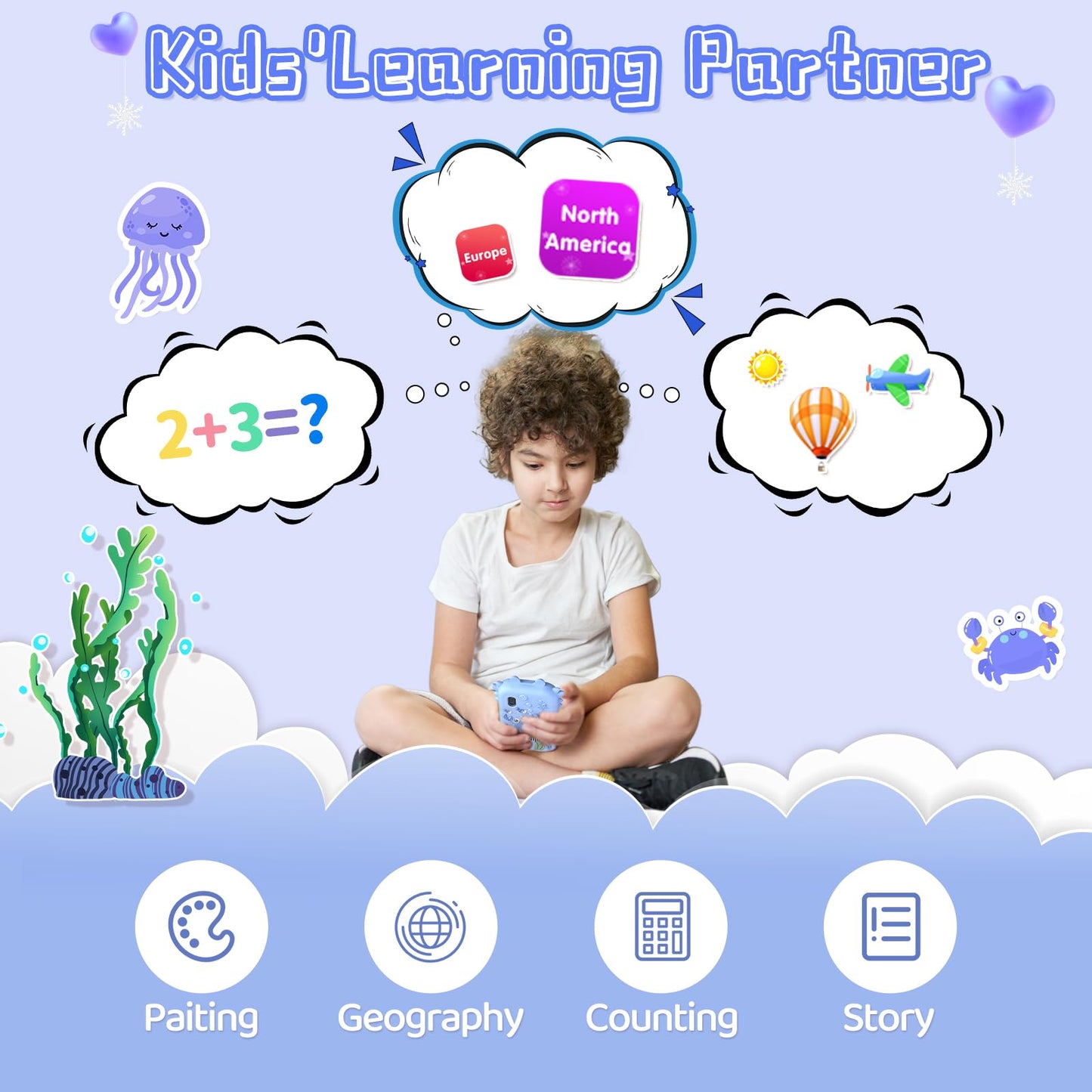 Kids Smart Phone for Boys Toys Age 3-10, Touchscreen HD Dual Camera Learning Cell Phone for Kids with Music Player, Games, 16GB