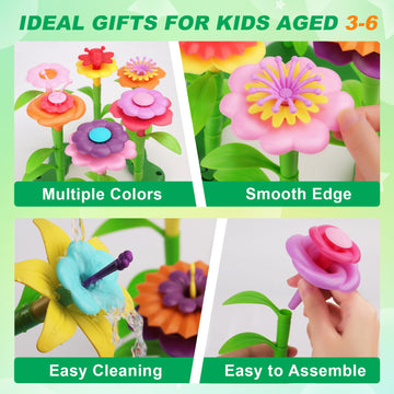 Biranco. Flower Garden Building Toys - Build A Bouquet Floral Arrangement Playset For Toddlers And Kids Gifts Age 3, 4, 5, 6 Yea