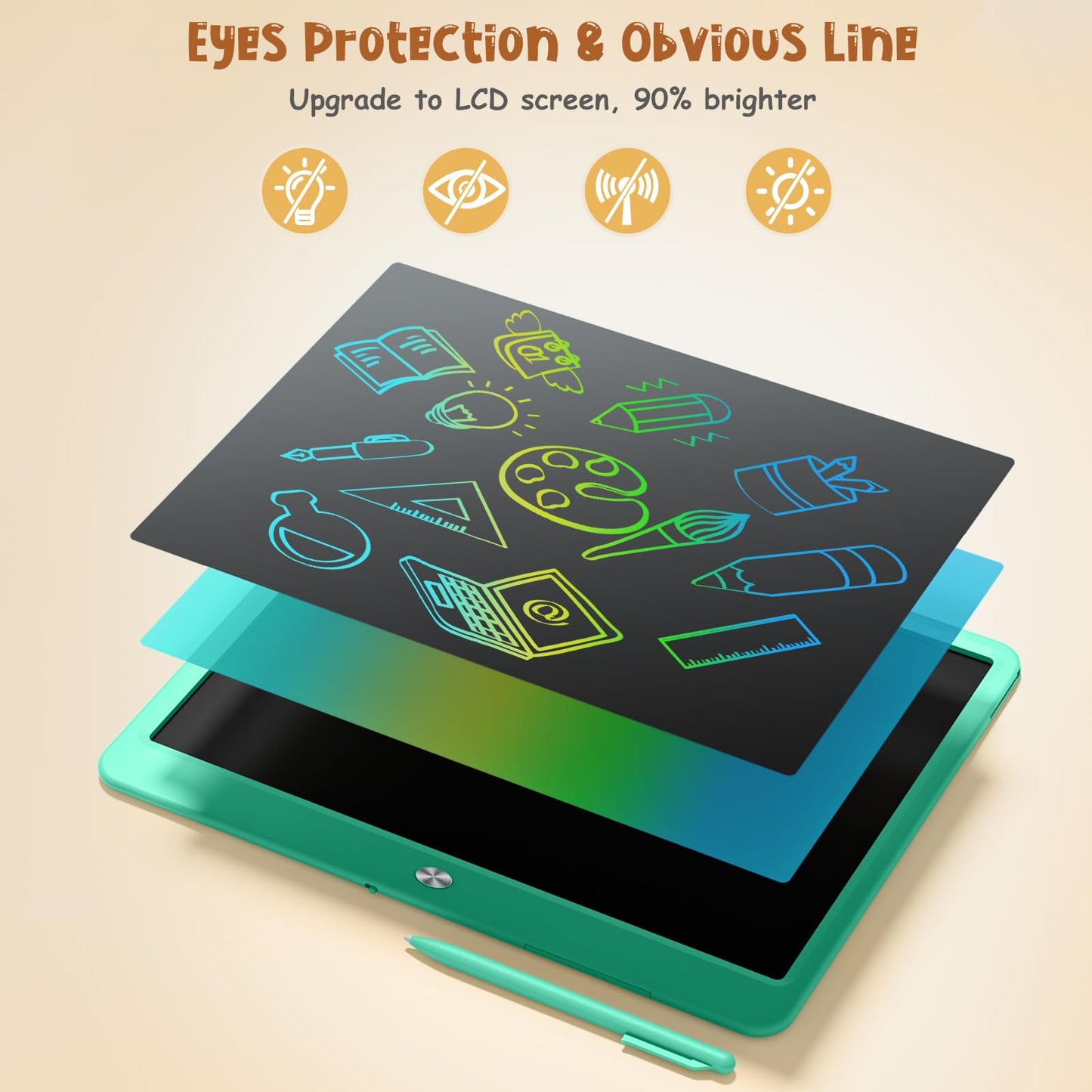 Kidopire Lcd Writing Tablet For Kids, 15 Inch Large Screen Doodle Board Drawing Writing Tablet Board, Educational Toddler Toys B