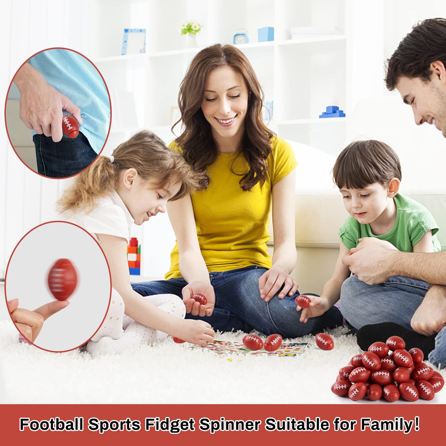 Scione 36 Pack Football Fidget Spinner Football Party Favors For Kids 4-8 8-12 Goodie Bag Stuffers Treasure Box Toys For Classroom Prizes Sports Easter Basket Stuffers