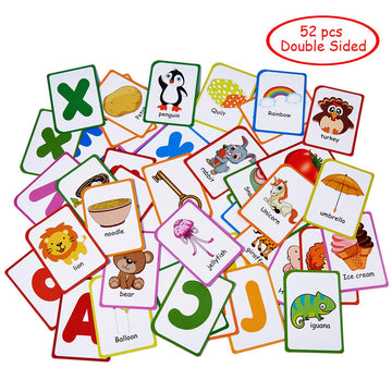 Alphabet Flash Cards For Toddlers: Teach Toddler Abc Letters & Words, 52 Double-Sided Uppercase And Lowercase Letters Cards - Preschool Learning