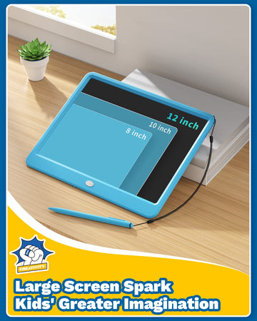 Tekfun Large Screen 12Inch Lcd Writing Tablet With Anti-Lost Stylus, Erasable Doodle Board No Mess Drawing Pad, Car Trip Travel