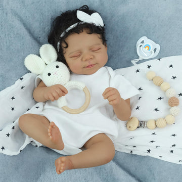 SCOM Reborn Baby Dolls Black Boy- 18 Inch Realistic Newborn Dolls Newborn Baby Dolls African American Real Life Baby Gift for Kids Age 3