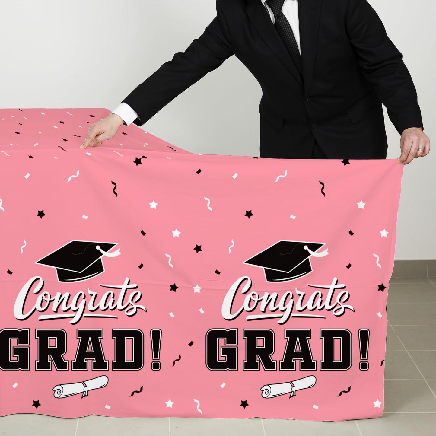 Gatherfun Graduation Tablecloths Graduation Party 2024 Table Decorations Waterproof Plastic Rectangular Disposable Table Cover F