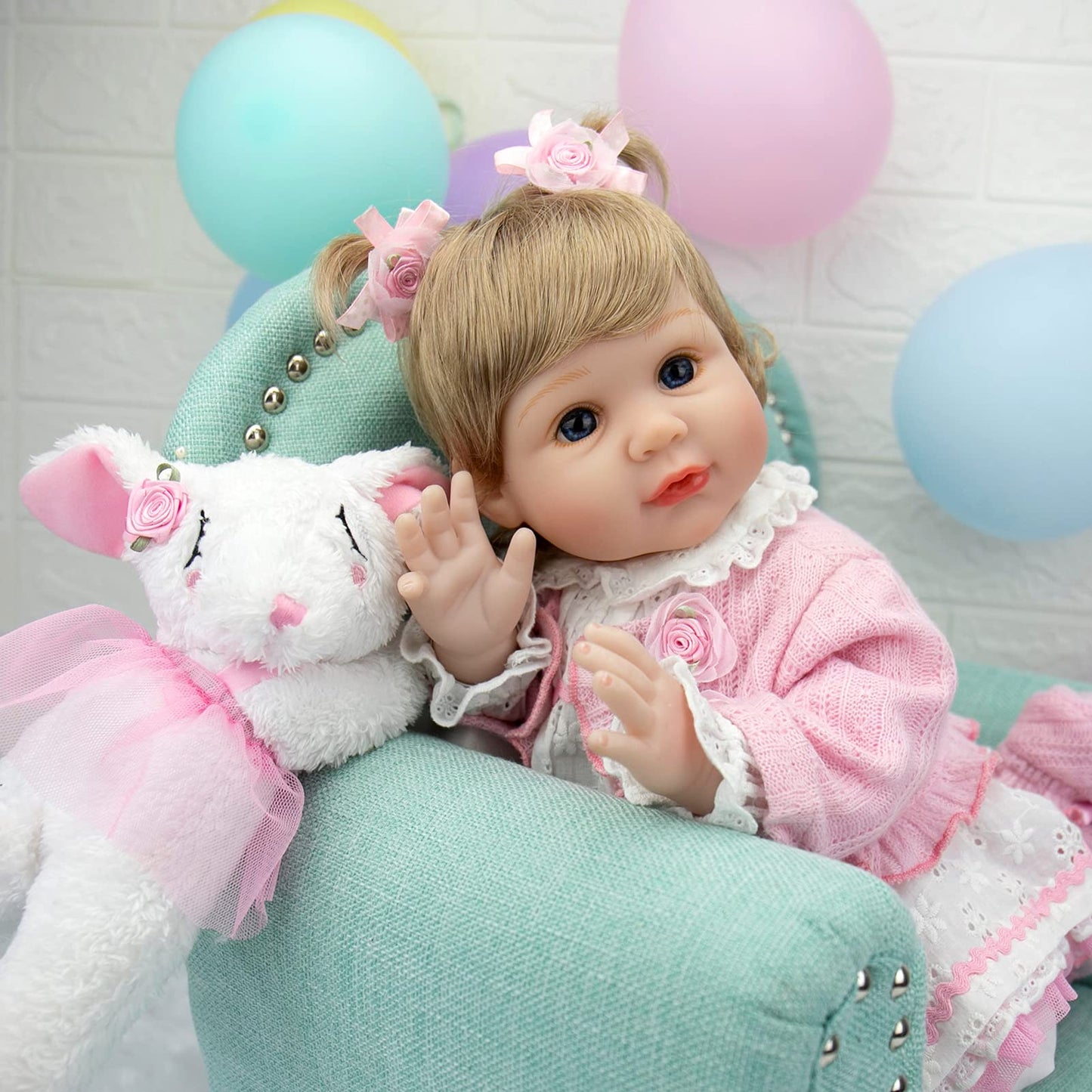 Milidool Lifelike Reborn Baby Dolls Girl - Realistic Newborn Girl Dolls Realistic Silicone Baby Dolls Girl Real Baby Doll Packaged With Bunny Toy Feeding Toy Accessories Gift Set For Kids Age 3+