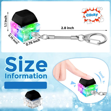 Keyboard Fidget Toys Keyboard Fidget Keychain Keyboard Decompression Toys Keyboard Fidget Toy Button Stress Relief Gifts for mature-themed and Kids Finger Clicker Toys ADHD Toy Cool Fidgets(LED Light-Black)