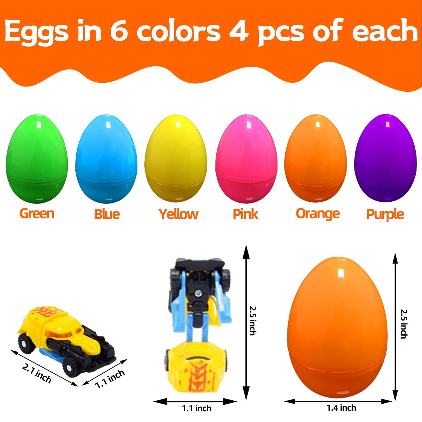Nmks 72 Pcs Easter Egg Fillers With Transformer Toys Inside, Toys For Ages 5-7 4-8 8-13 Easter Basket Stuffers Fillers With Glow