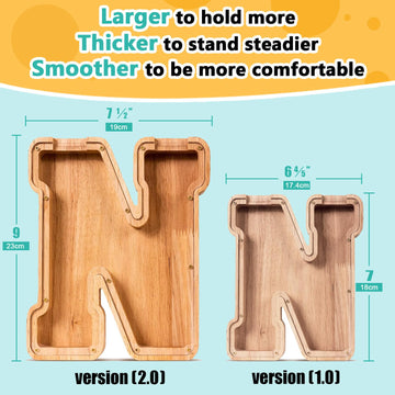 SummiDate Wooden Letter Piggy Bank| Piggy Bank for Boys Girls Toddler| Alphabet N Money Bank| Coin Bank Birthday Gift for Kids|Birthday Gift for Kids (N)