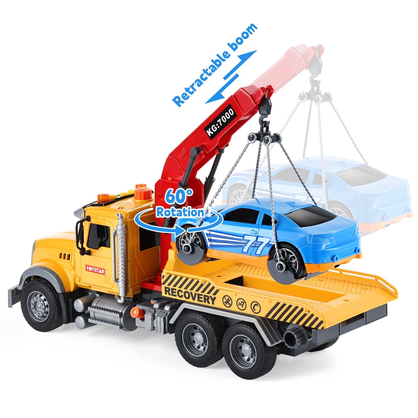 SASBSC Tow Truck Toys for 3 4 5 6 7 Year Old Boys Big Construction Toy Trucks for Boys Age 3-7 Friction Power Crane Truck Toy Re