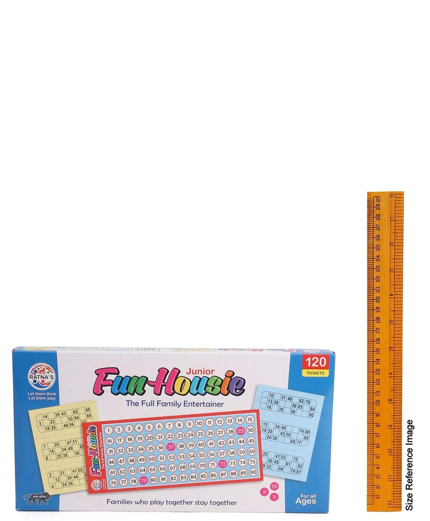 Ratna s Plastic Family Game Fun Housie Small with 120 Tickets Board Game, Multicolour, Fixing Checking Board, 90 Coins, and Tick