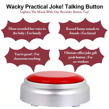 Cover 30 Seconds Answer Buzzers Recordable Talking Button Easy Button Record Button Toy Gift Answer Buzzers (Red+Silver)