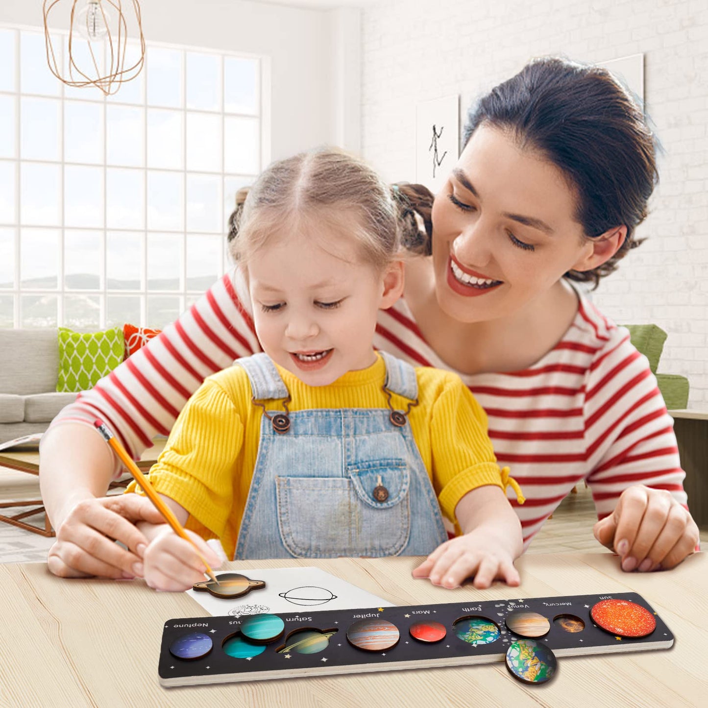 Zeoddler Solar System Puzzle For Kids 3-6, Wooden Space Toys For Kids, Planets For Kids, Preschool Learning Activities, Gift For Boys, Girls
