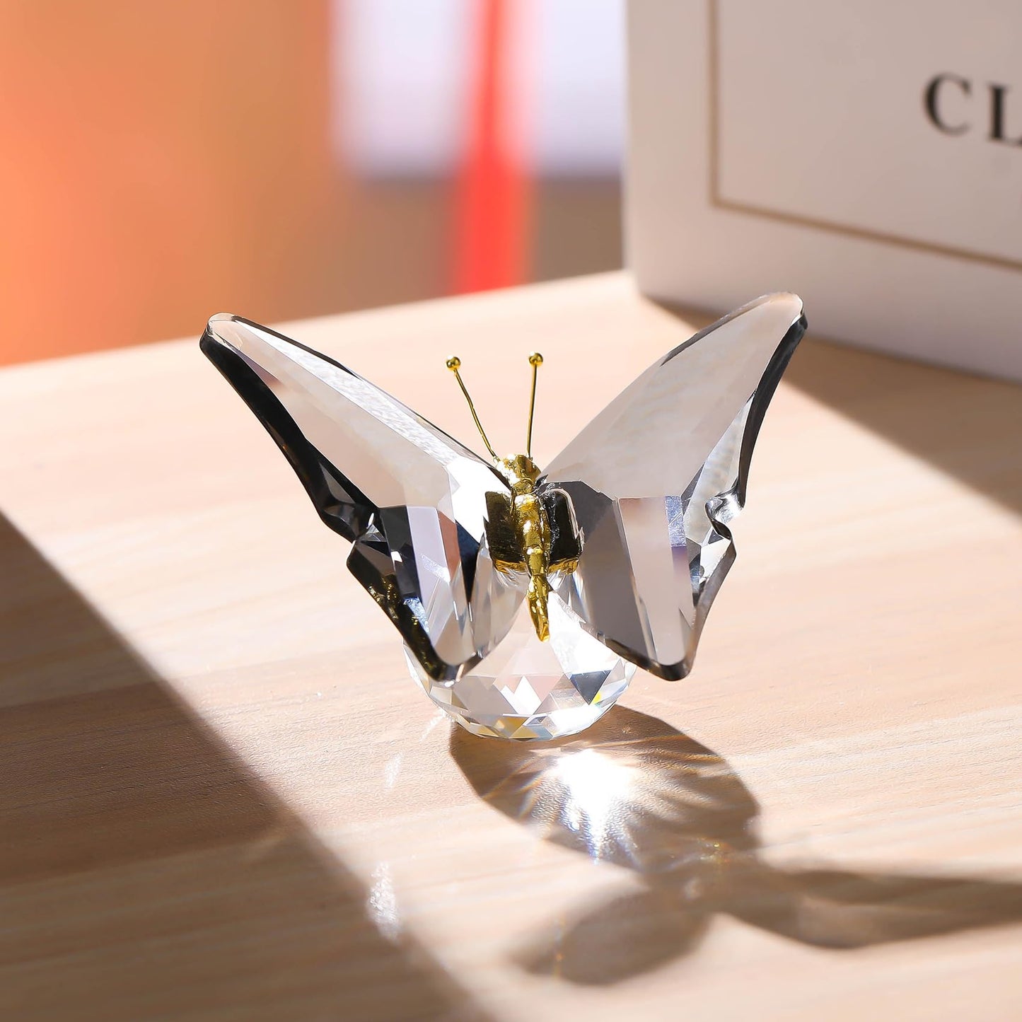Movdyka Crystal Butterfly Decor Figurines Gifts For Women, Grey Glass Butterfly Craft Desk Office Dcorations Table Centerpieces,