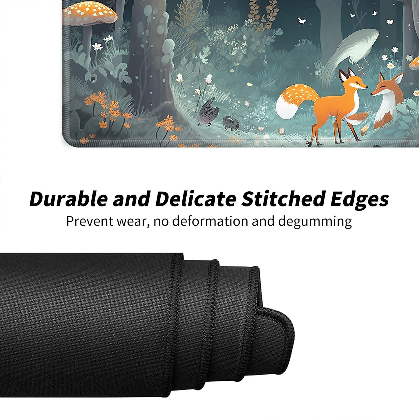 Foxes Mushrooms For Mtg & Tcg Playmat Mouse Pad,Bfdhgqzc 24'' X 14'' Game Mat For Mtg/Rpg/Ccg Trading Card Game Playmats Table M