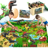 FRUSE Jurassic Dinosaur Toys Set - 12 PCS Realistic Figures with Jumbo Play Mat & Dino Book, Green, Model D102