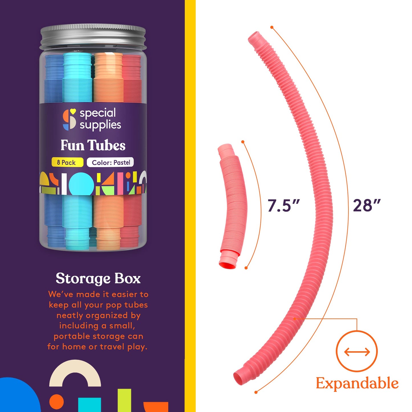 Special Supplies Fun Pull And Stretch Tubes For Kids - Pop, Bend, Build, And Connect Toy, Provide Tactile And Auditory Sensory P
