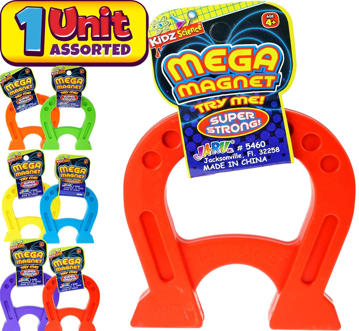 Ja-Ru Mega Magnet Toy (1 Magnet Horseshoe Shaped) Strong Magnets For Preschool Science Experiments & Classroom Activities For Kids. Educational Toy. School Supply. 5460-1