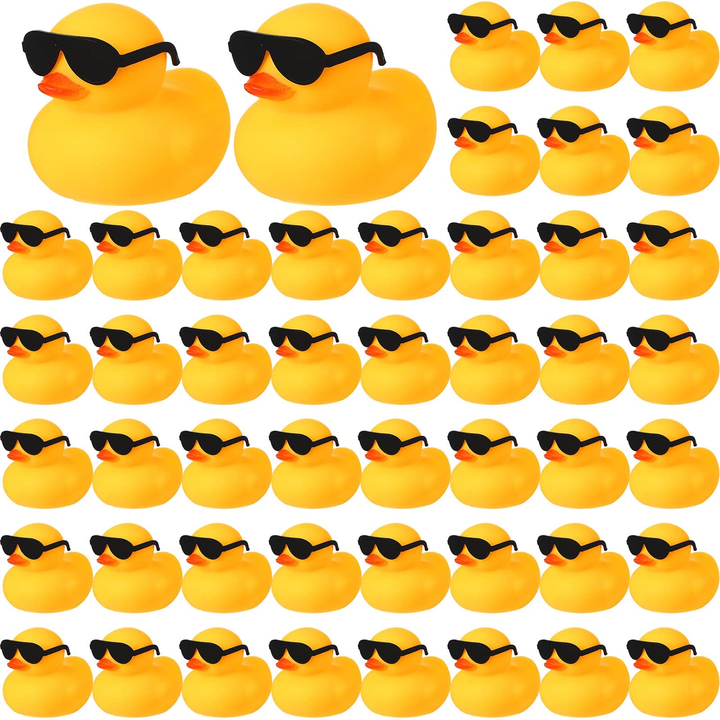 Chivao 48 Pcs Mini Rubber Ducks Bath Duck In Bulk 48 Sunglasses Toy Set Christmas Valentine Duck Gift Bath Toy Bathtub Toys For