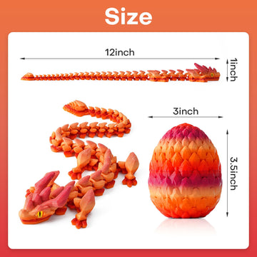 FYEFKJSA 3D Printed Dragon Eggs with Dragon Inside - 12Inch Articulated Fidget 3D Printed Animals Interesting Decorative Gift Easter Basket Essentials Stuffers (Random Twilight Mountain Range)