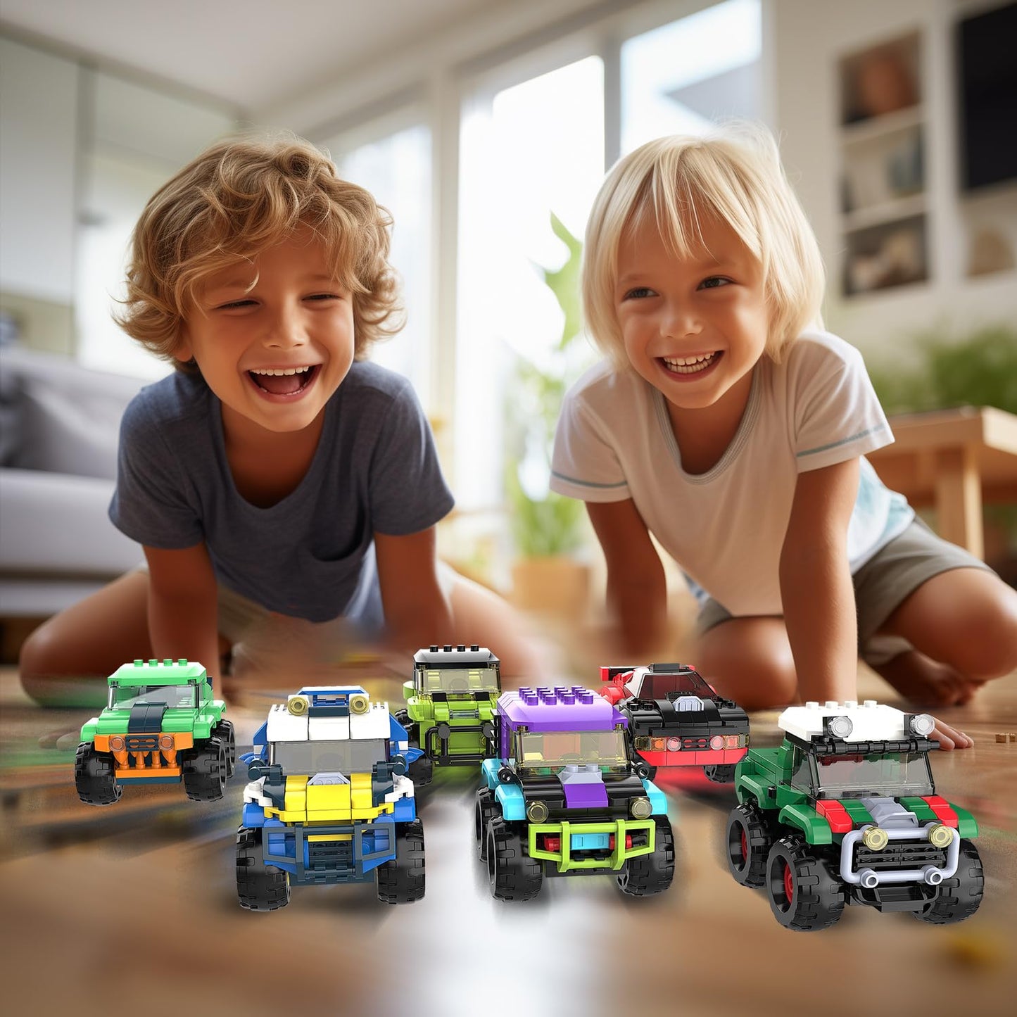 TG BLOCKS Monster Truck Micro Brick Building Toy for Boys and Girls, Pull Back Car Toys for Kids, DIY Building Toy, Gift Idea fo