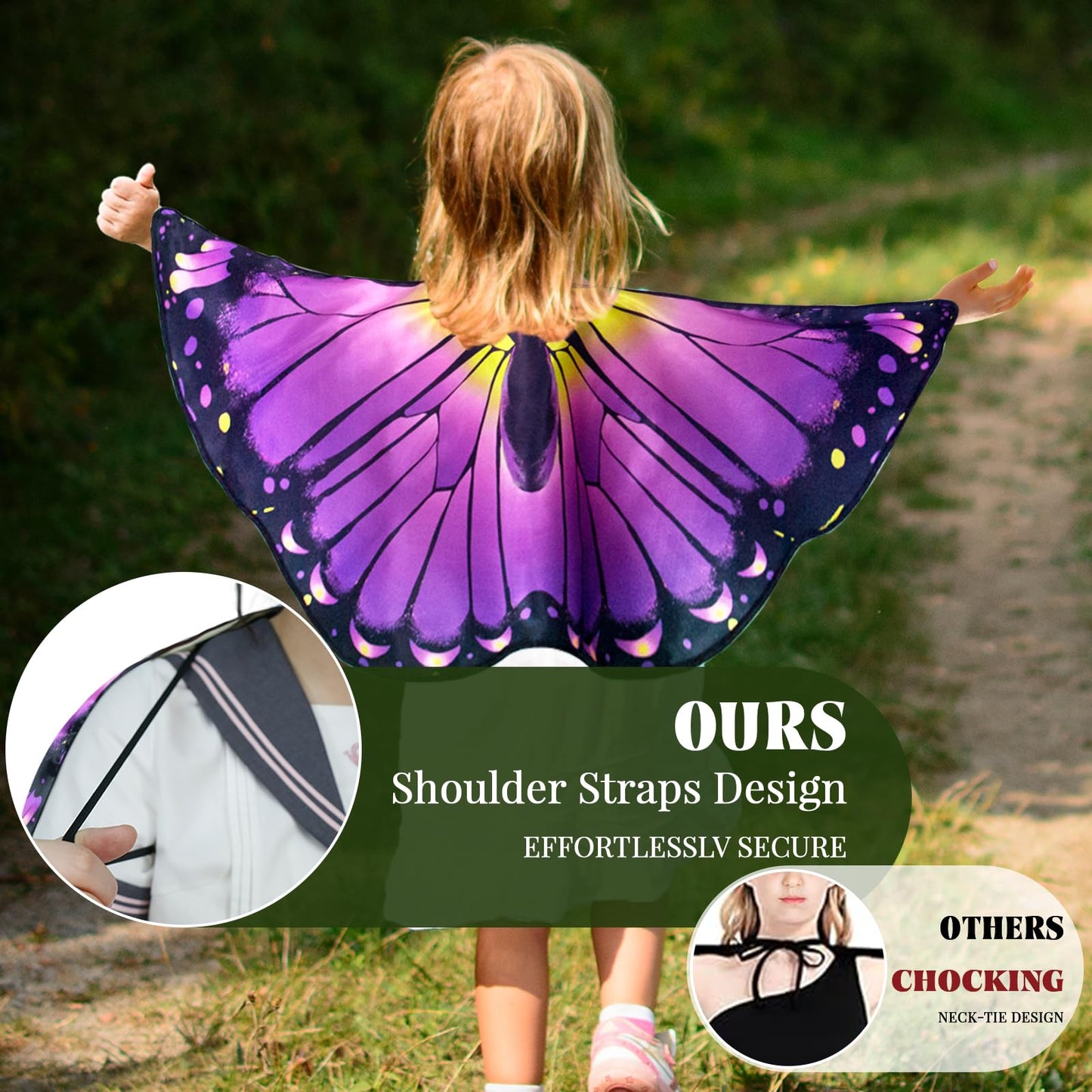 Irolewin Kids-Butterfly-Wings For Girls Toddler Princess Dress-Up Costume Child Bug Toys As Birthday Party Gifts Fairy Play