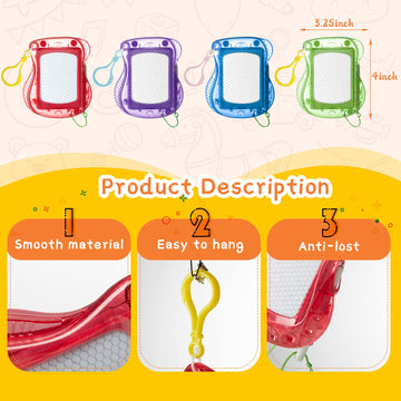24 Pcs Mini Magnetic Drawing Doodle Board For Kids Backpack Keychain Clip Drawing Board Erasable Sketch And Painting Pad For Classroom Rewards Party Favors Goodie Bag Stuffers (Bear)