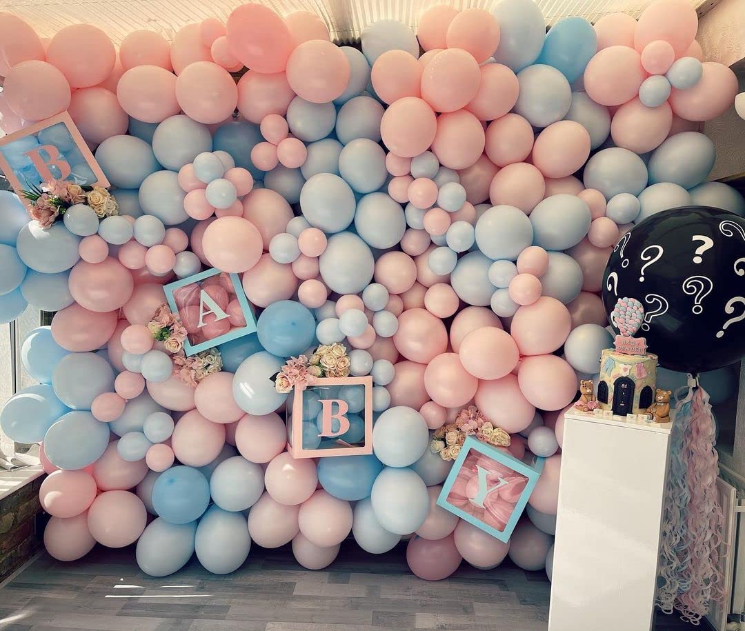 140Pcs Pastel Pink Balloons Baby Pink Balloon Garland Arch Kit 5/10/12/18 Inch Latex Pink Balloons Different Sizes As Gender Rev
