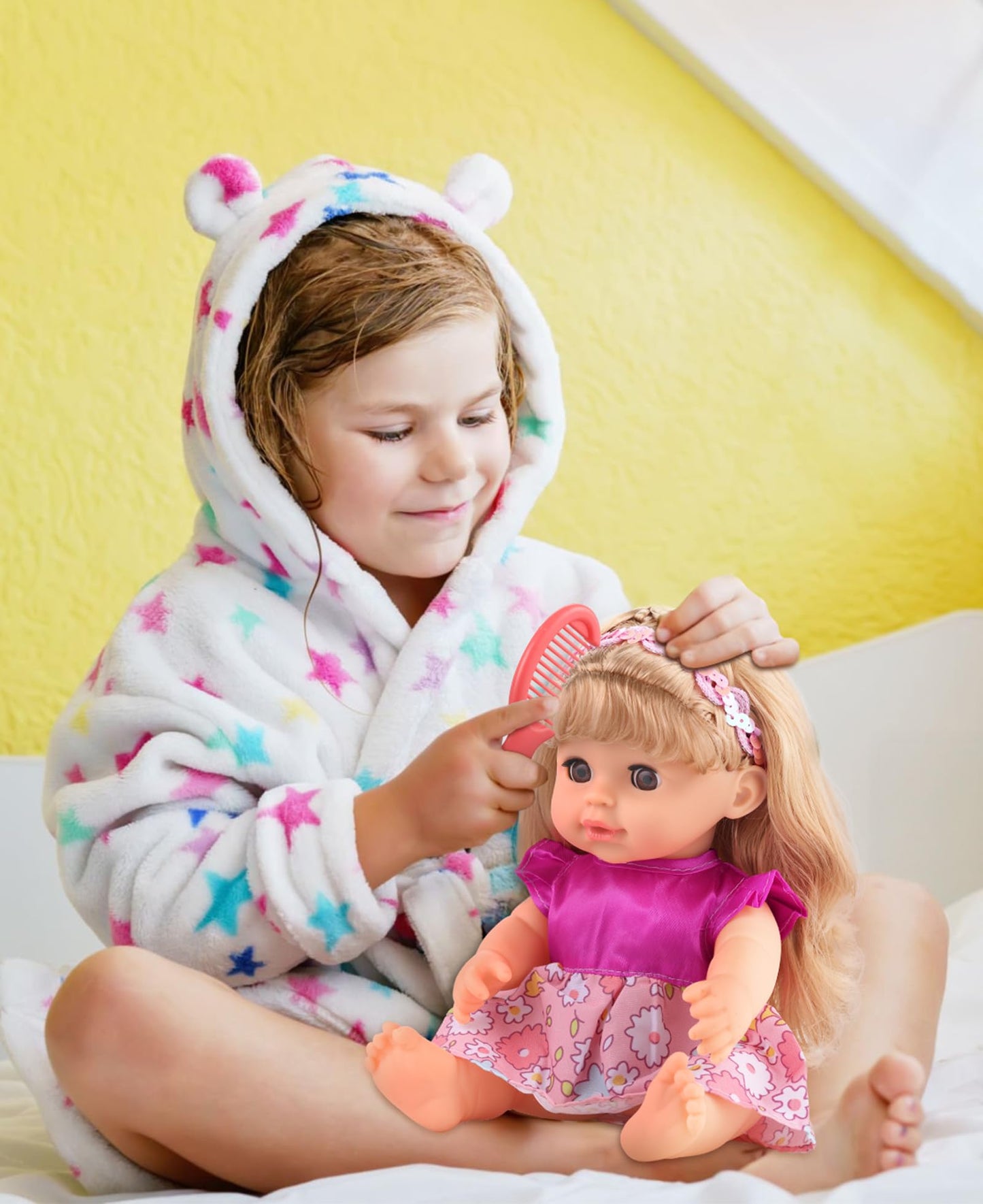 Gagaku Baby Doll With Hair, 12' Baby Doll For Girls 1 2 3 4 5 6 Years Old, Baby Doll For Toddlers Kids, Toy Baby Dolls With Accessories, Clothes Outfits Diapers Bottle
