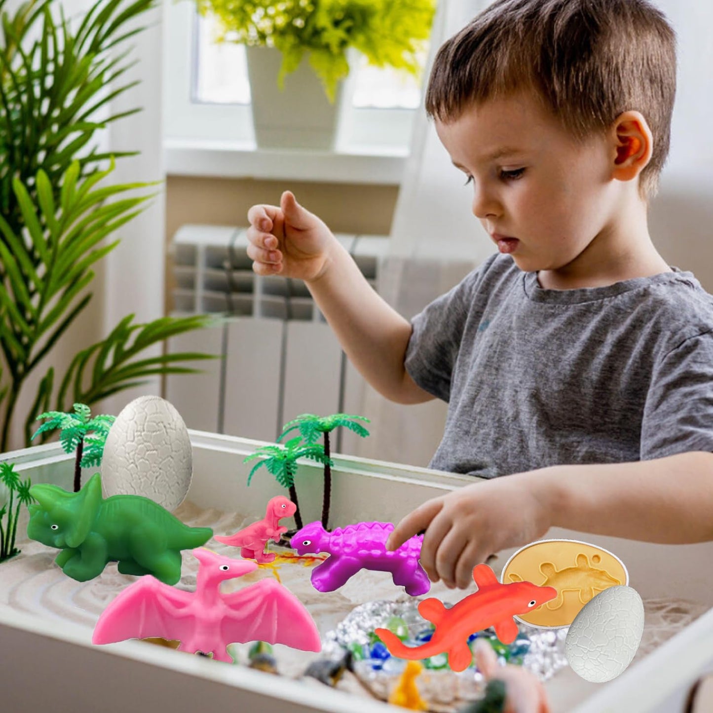 Iceacrin Playdough Dinosaur Eggs Sets, Easter Basket Stuffers for Toddler, Playdough Sets for Kids Ages 4-8, Easter Dino playdoh