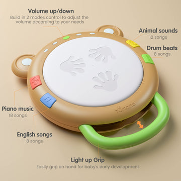 TUMAMA KIDS Baby Musical Toy - Electronic Drum with Light & Sound, Safe Material, Multicolored, Model 10712-SMCA01