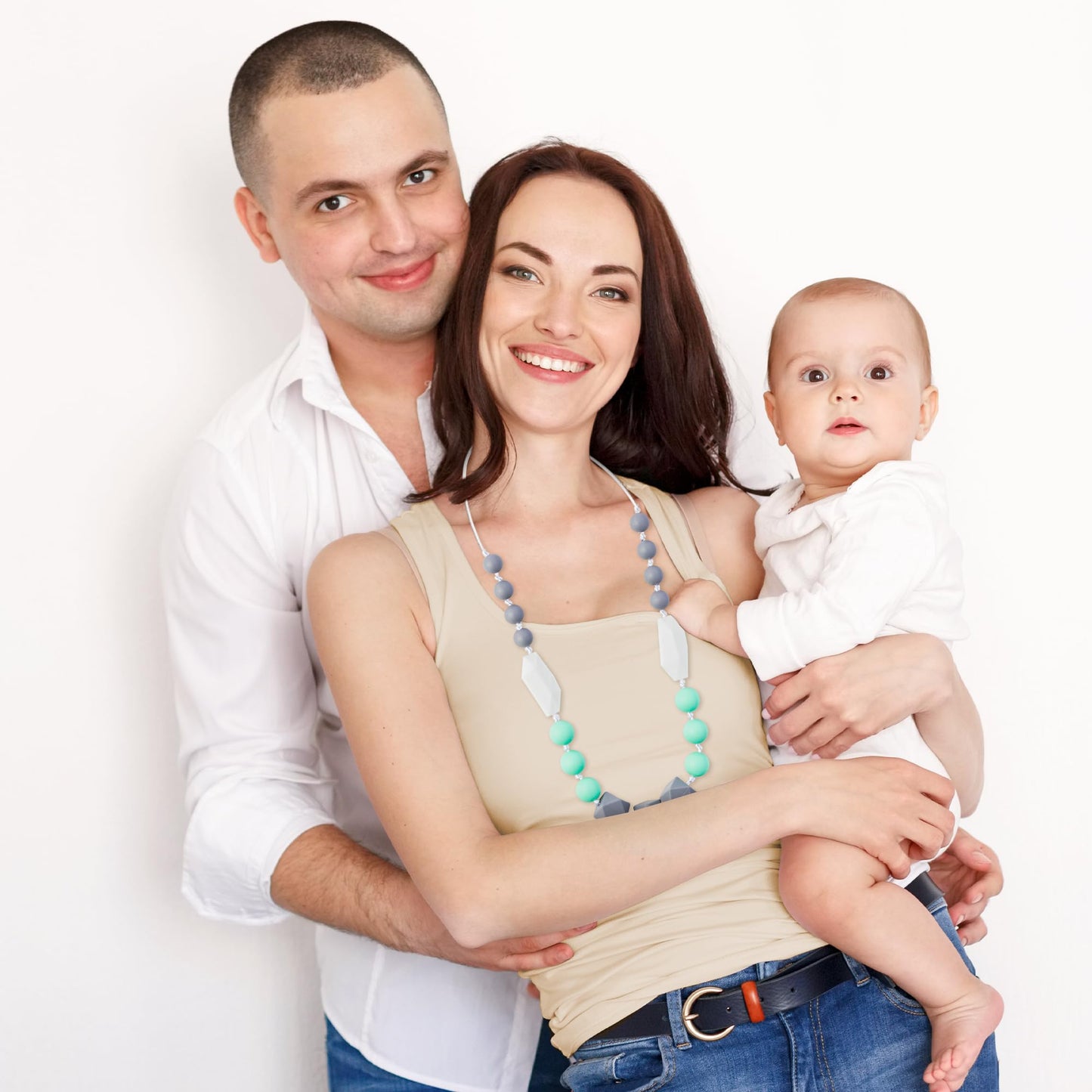 Qimgic 2Pcs Baby Teething Necklace For Mom To Wear, Babies Nursing Necklaces For Kids, Sensory Teether Toys For Toddlers Childre
