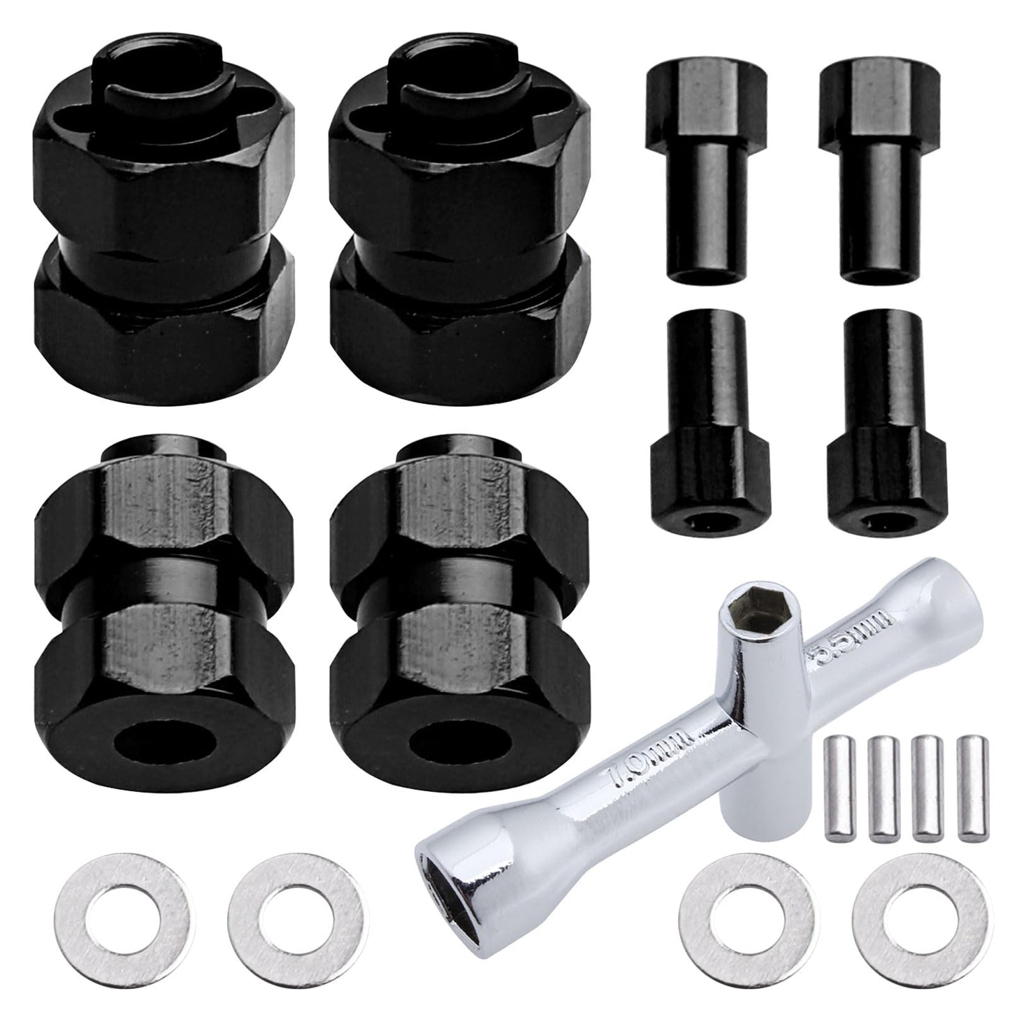 4 Pieces Aluminum Extended 7mm Hex Wheel Hubs 8mm Thick Wheel Spacers Offsets for Axial SCX24 AXI90081 Deadbolt AXI00002 Jeep Wr