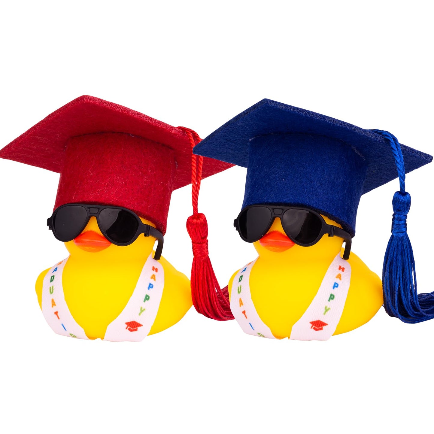 CoFuBcad Graduation Ducks Car Dashboard Decorations 2Pack Rubber Duck Car Ornaments with Mini Graduation Hats Sashes Glasses