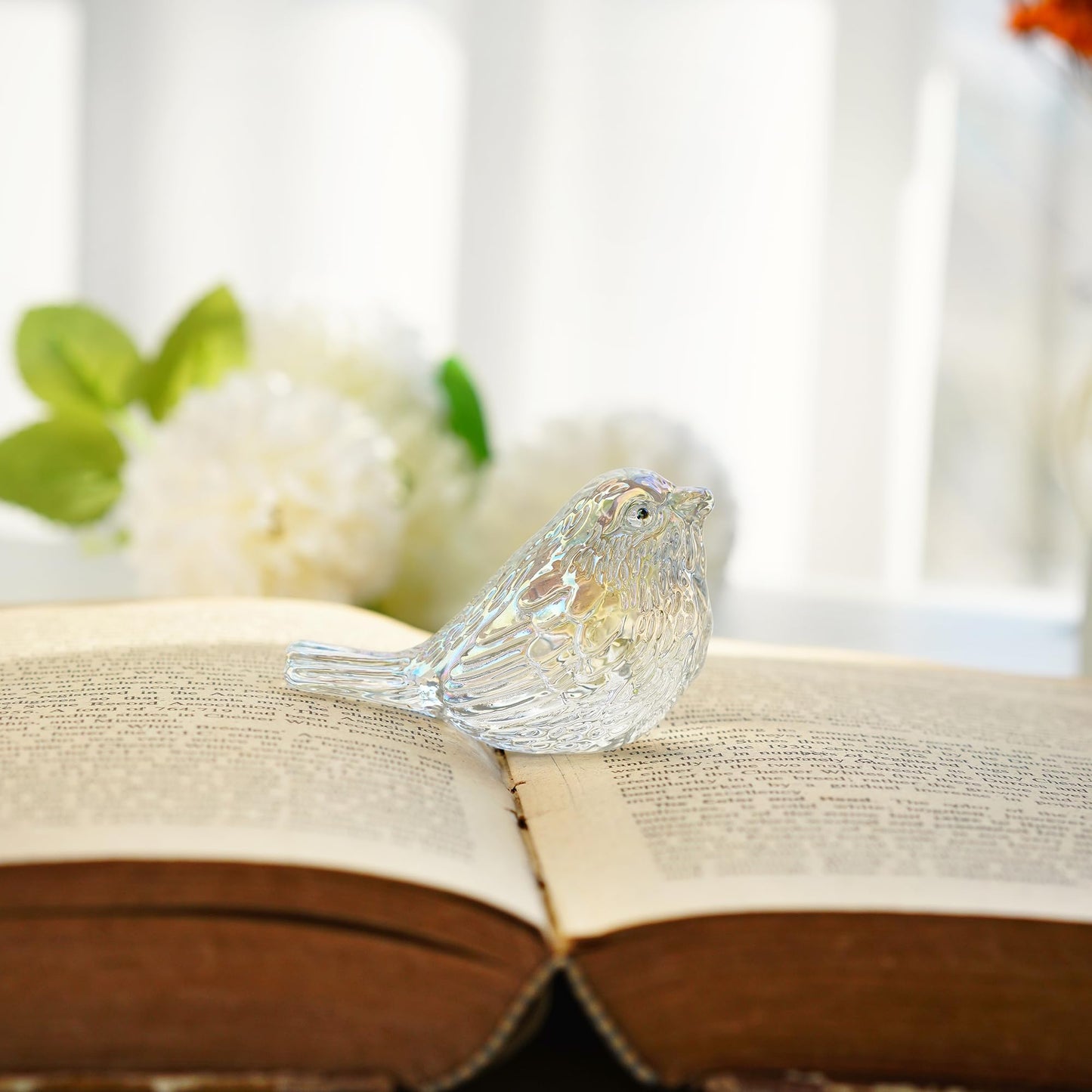 H&D HYALINE & DORA Glass Birds Figurines Handmade Blown Bird Figurine Crystal Glass Animal Collectible Figurine Gifts for Birds