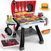 Bstoyder Kids Play Kitchen Toys, Kids BBQ Grill Kitchen Playset with Smoke, Sound & Light, Pretend Play Food Toys Cooking Set, 2