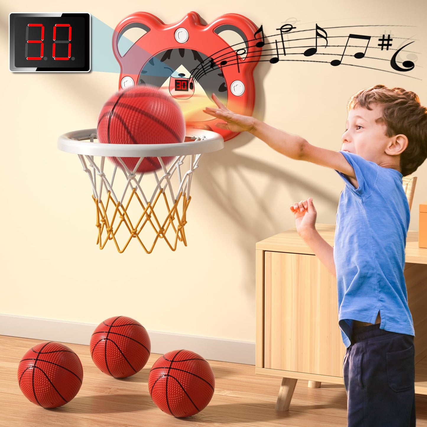 Watudou Toddler Basketball Hoop Indoor Toys Gifts For 3 4 5 Year Old Boys Kids, Indoor Mini Scoring Basketball Hoop For Toddler